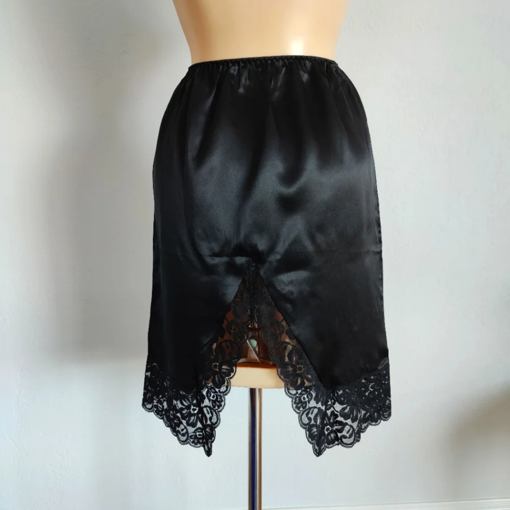 NWT Vintage Silk Slip Skirt | 90s Satin Slip | Knee Length Half Slip - Picture 3 of 5